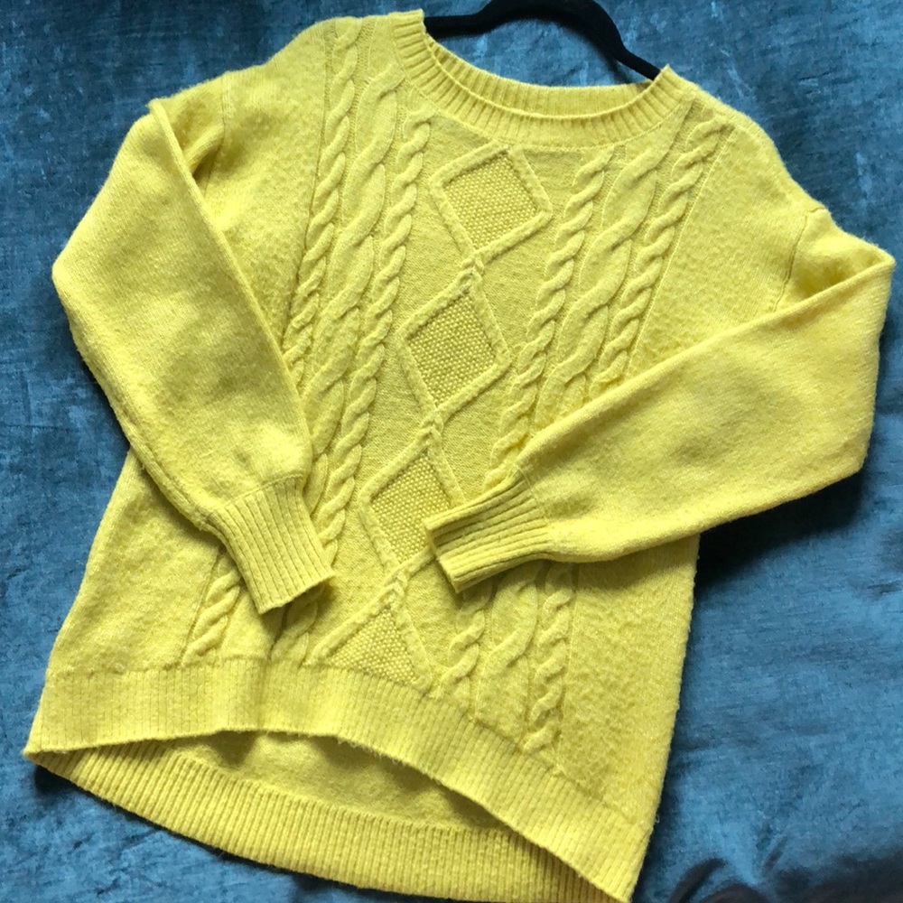Yellow/citron cable knit LOFT sweater, size XS